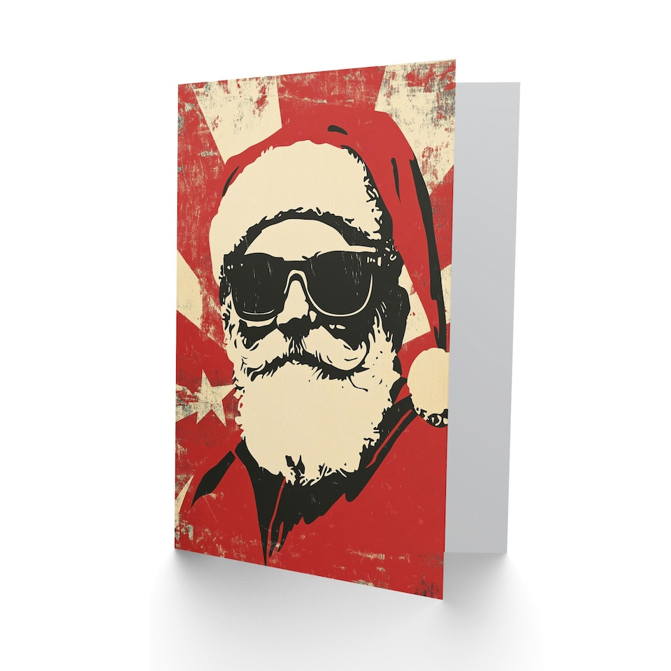 image 1 of Pop Art Santa Claus With Sunglasses Blank For Him Or Her Art Xmas Festive Christmas Card