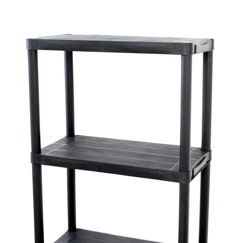 image 1 of 2x Oypla 4 Tier Black Plastic Heavy Duty Shelving Racking Storage Unit