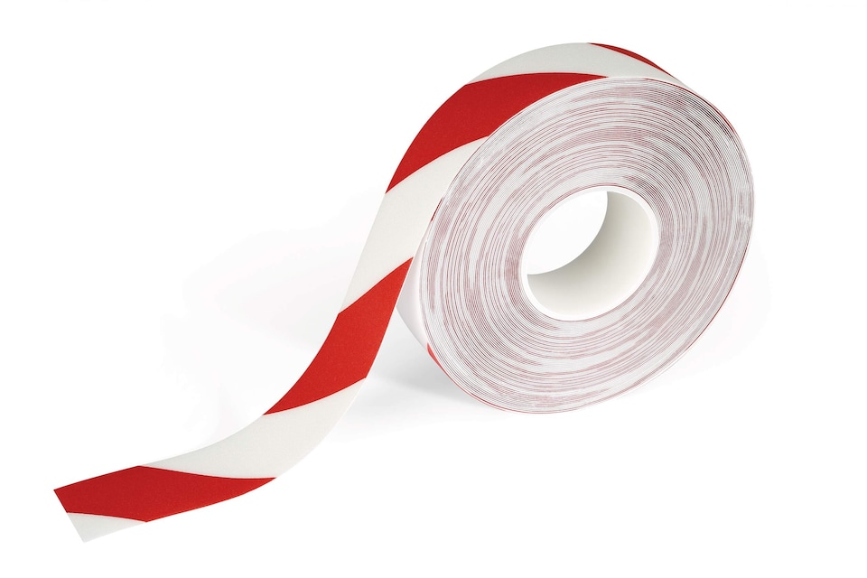 image 1 of Durable DURALINE Safety Non-Slip Hazard Warning Tape | 50mm x 30m | Red/White | Red