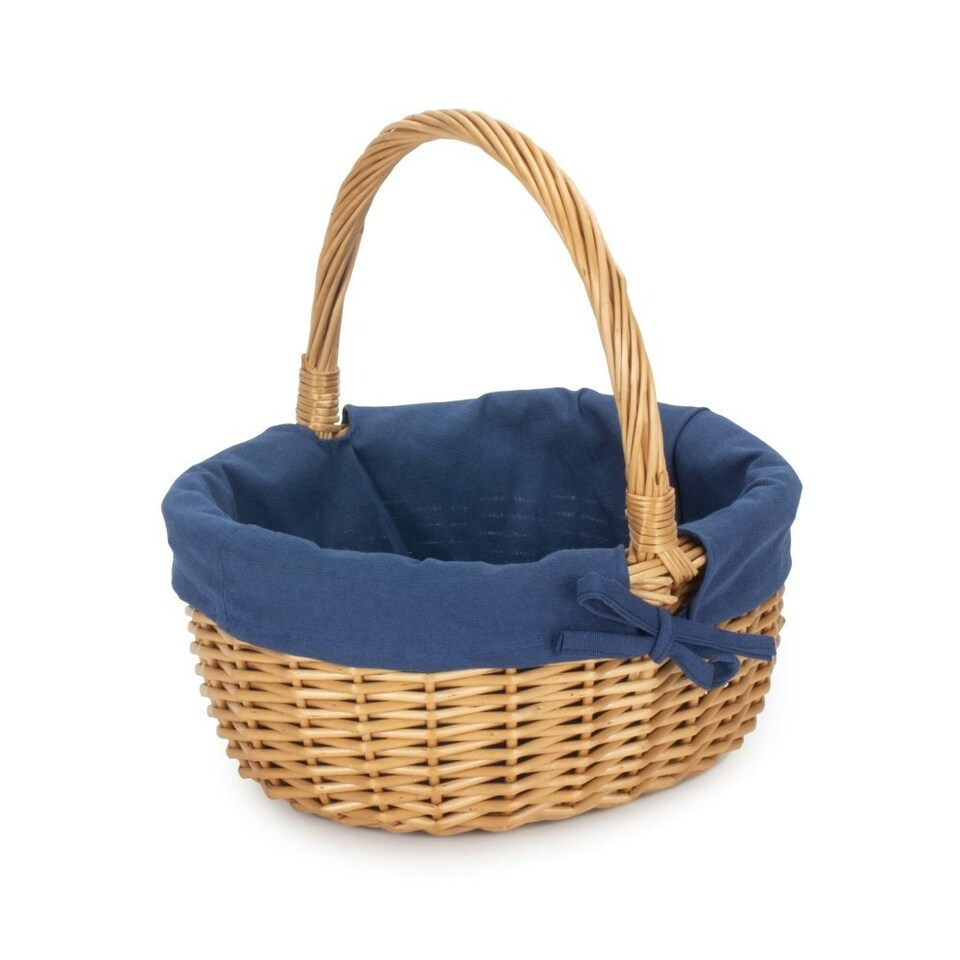 image 1 of Cotton Lined Full Buff Willow Child’s Shopping Basket Red | Red Checked | One Size
