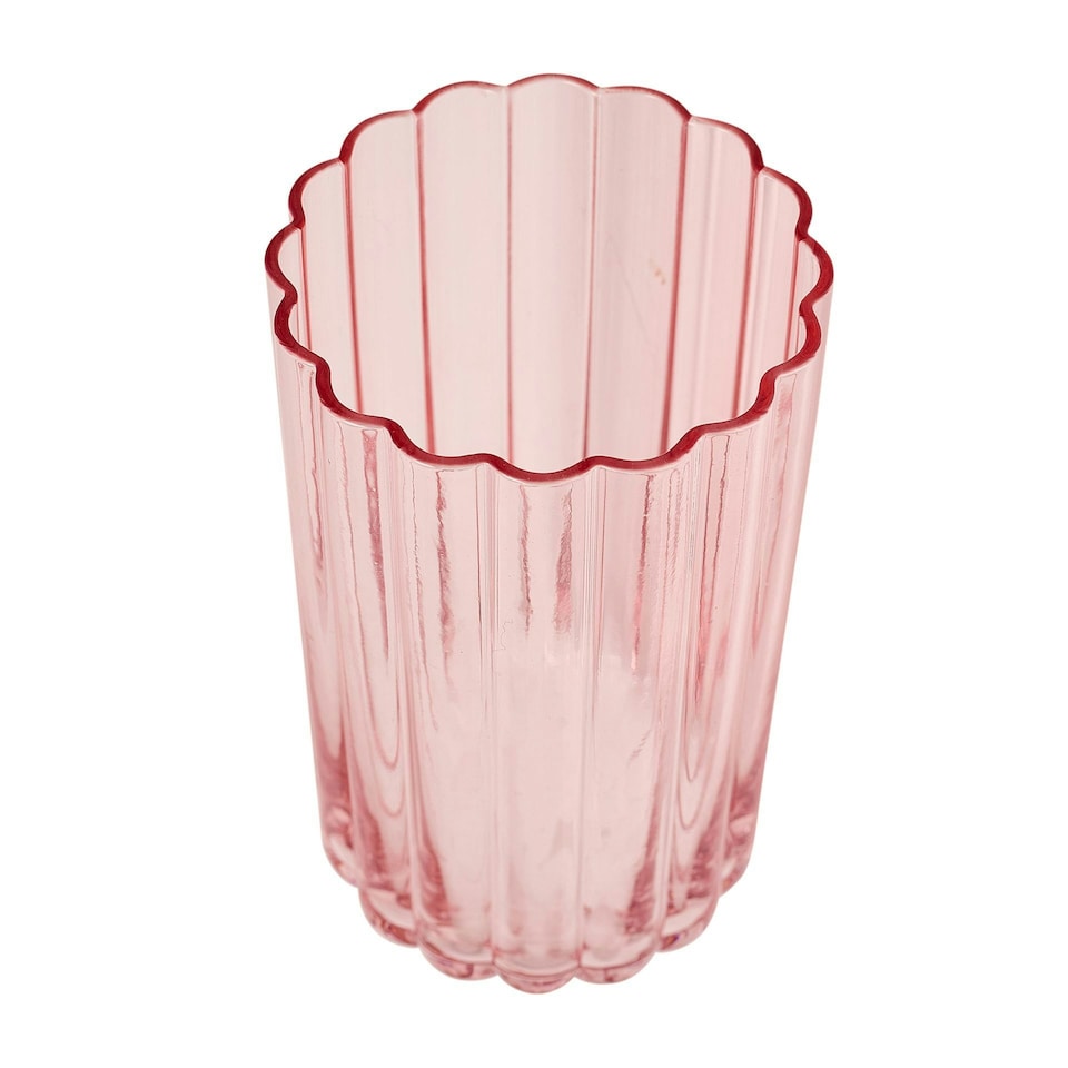 image 1 of Set Of 2 Hestia Bright Pink Scalloped Glass Tumblers - Large