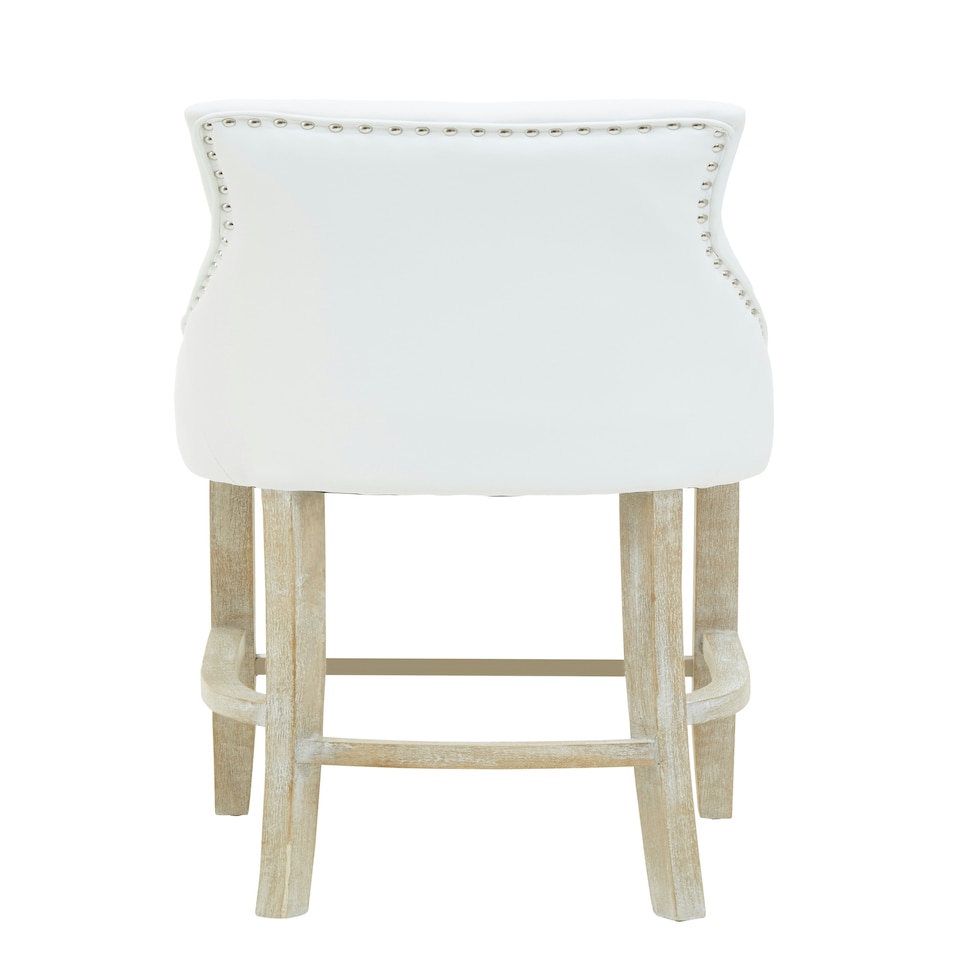 image 1 of Interiors by Premier White Bar Stool with High Back, Velvet Seat Breakfast Bar Chair, Kitchen Stool with Footrest, Chair for Bar