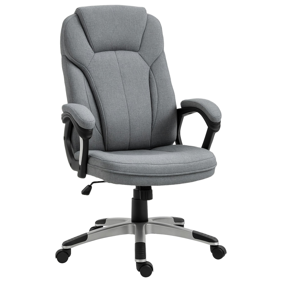 image 1 of Vinsetto Linen Executive Office Chair Height Adjustable Swivel Chair, Grey