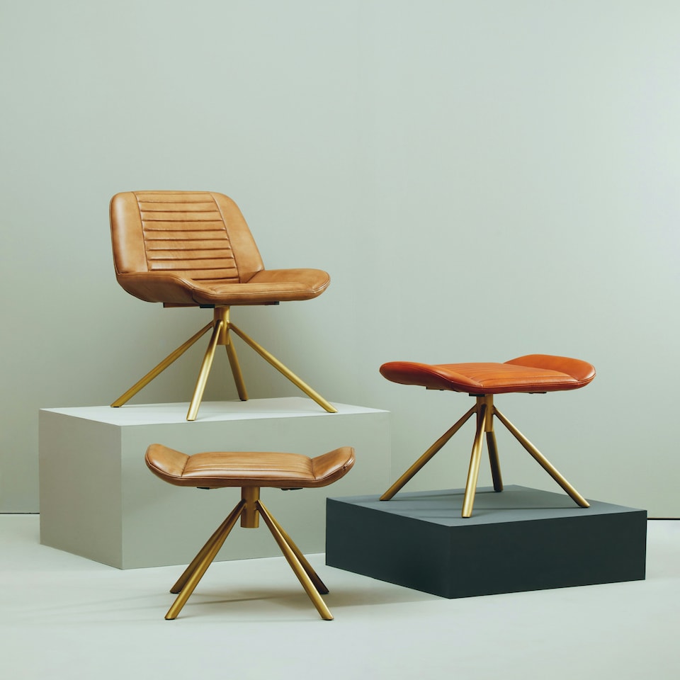image 1 of Interiors by Premier Tan Leather Footstool