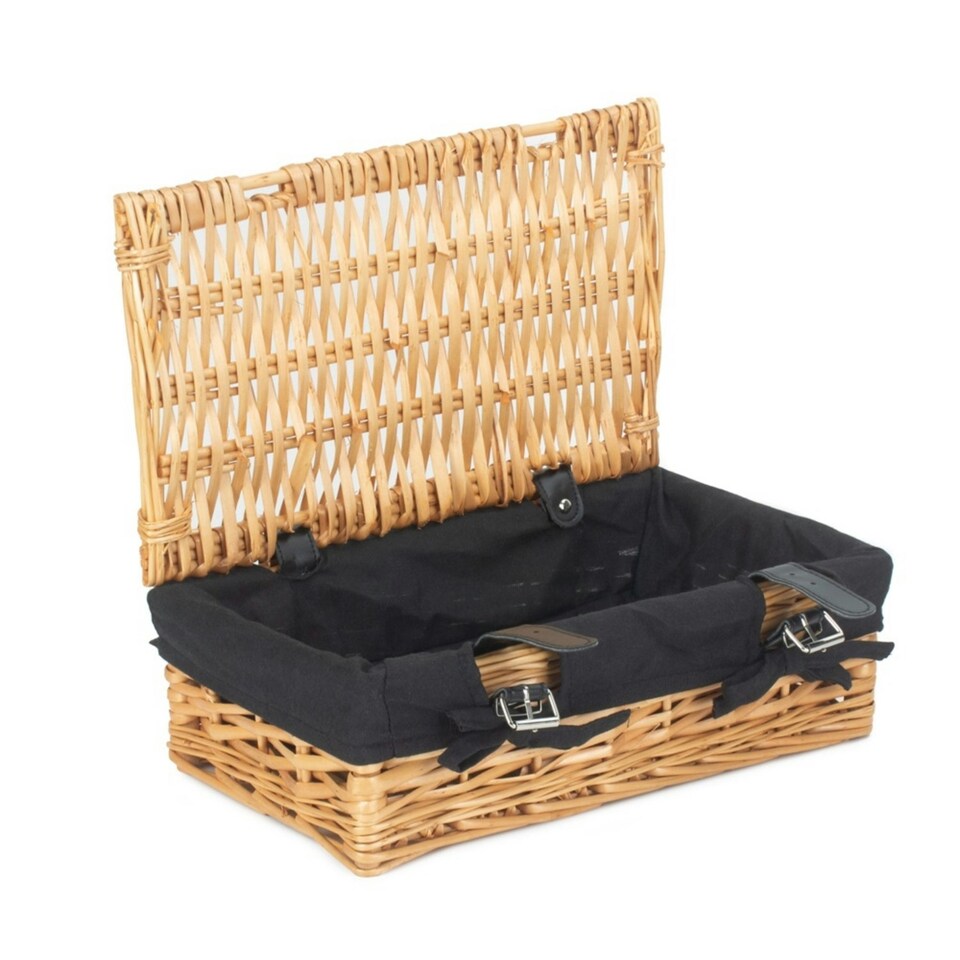 image 1 of 34cm Packaging Wicker Picnic Basket with Lining Blue | Blue | One Size