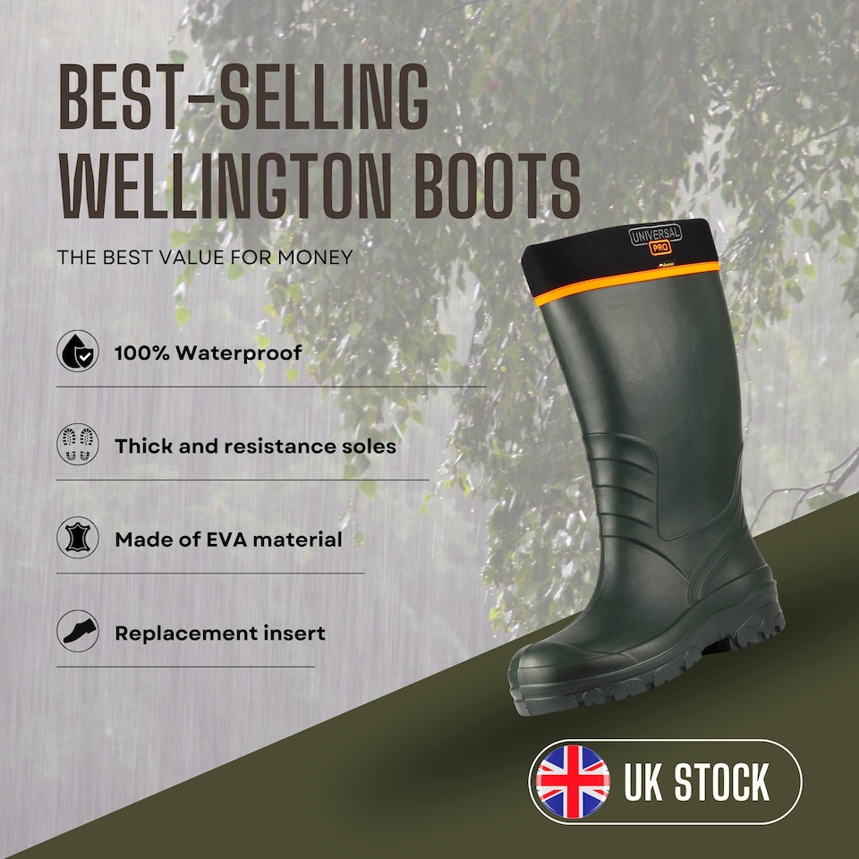 image 1 of Demar New Universal Pro Lightweight Men's Wellies with Liner, Green, EU 42