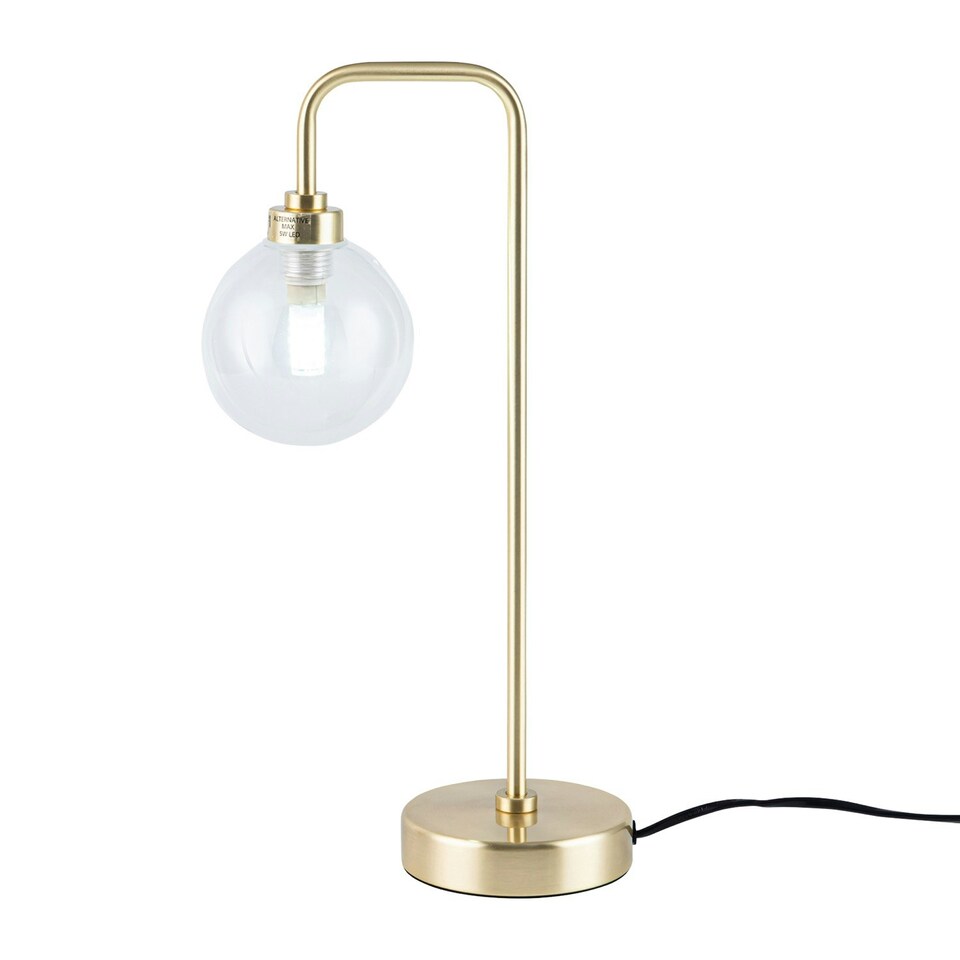 image 1 of First Choice Lighting Toner Satin Brass with Clear Glass Globe Table Lamp Bronze | Clear