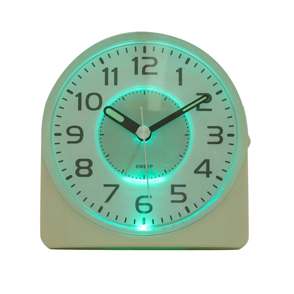 image 1 of Hometime Silent Sweep Round Face Blinking Light Alarm Clock  - White White