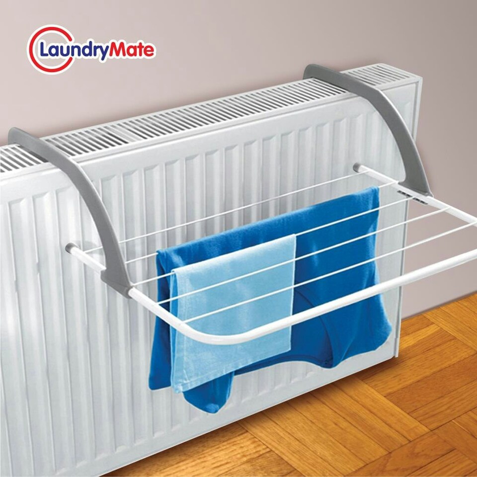 image 1 of Over Radiator Airer Clothes Washing Drying Indoor Rack Adjustable Rail Dryer