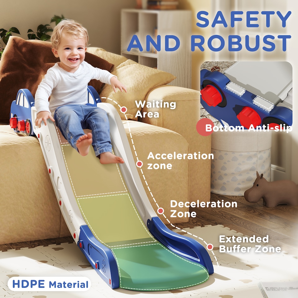 image 1 of AIYAPLAY Kids Slide for Bed, Sofa, Easy to Assemble, Blue