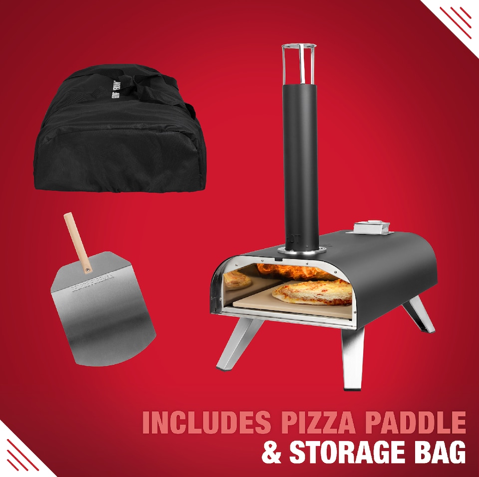 image 1 of George Foreman 12''  Dual Fuel Powered Pizza Oven With Carry Bag & Paddle Black GFDFPO2BPC