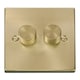 image 1 of SE HOME Satin Brushed Brass 2 Gang 2 Way LED 100W Trailing Edge Dimmer Light Switch | Gold | Satin Brass