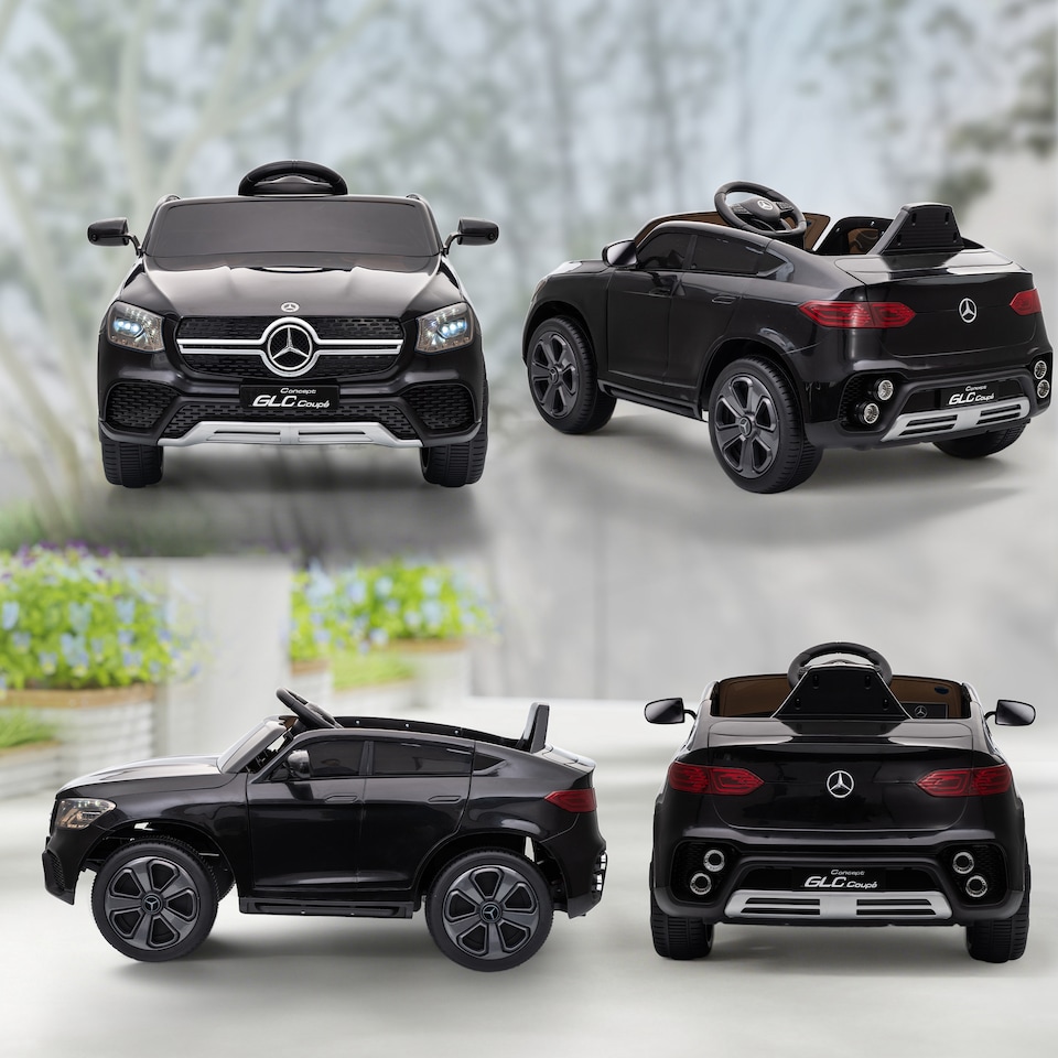 image 1 of AIYAPLAY Mercedes-Benz GLC Coupe Licensed Kids Ride on Car, 12V Battery Powered Kids Electric Car with Remote Control, Soft Start, LED Light, Music, MP3, 3 Speed, for 3-6 Years | Black
