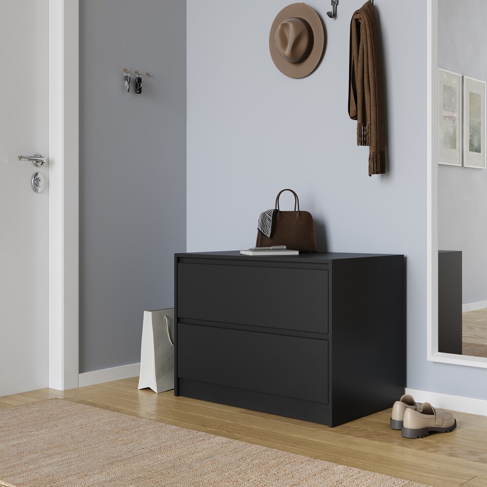 image 1 of URBNLIVING 2 Drawer Chest Storage Unit With Adjustable Feet | Multi | Black | 1