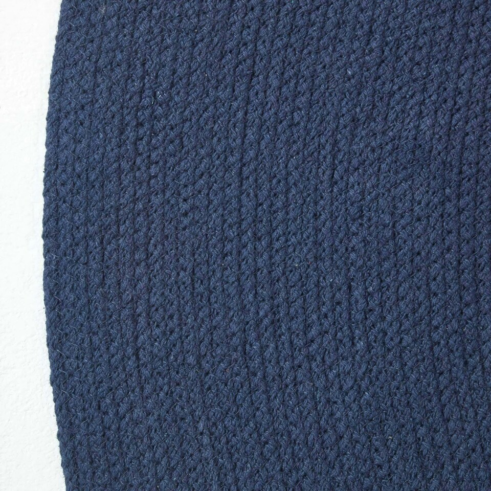 image 1 of Homescapes Navy Handmade Woven Braided Oval Hallway Runner - 66 x 200 cm | Blue | Navy