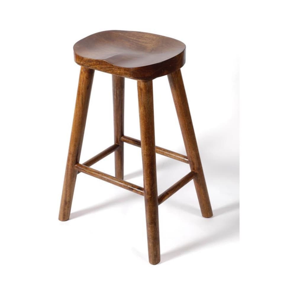 image 1 of Solid Mango Wood Dark Breakfast Bar Kitchen Pub Café Stool Wooden H 68 x W 38 x D 38 cm