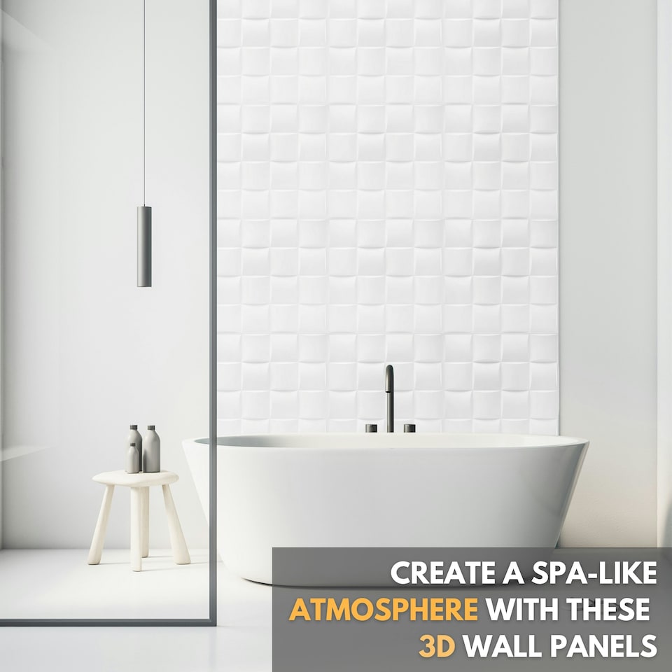 image 1 of NOVECRAFTO Lattice Effect 3D Wall Panels – 6 Sheets Covering 1.5m² | 16.15ft² Interior Cladding Set | Square Grid Design – Each Panel 50x50cm | Grey