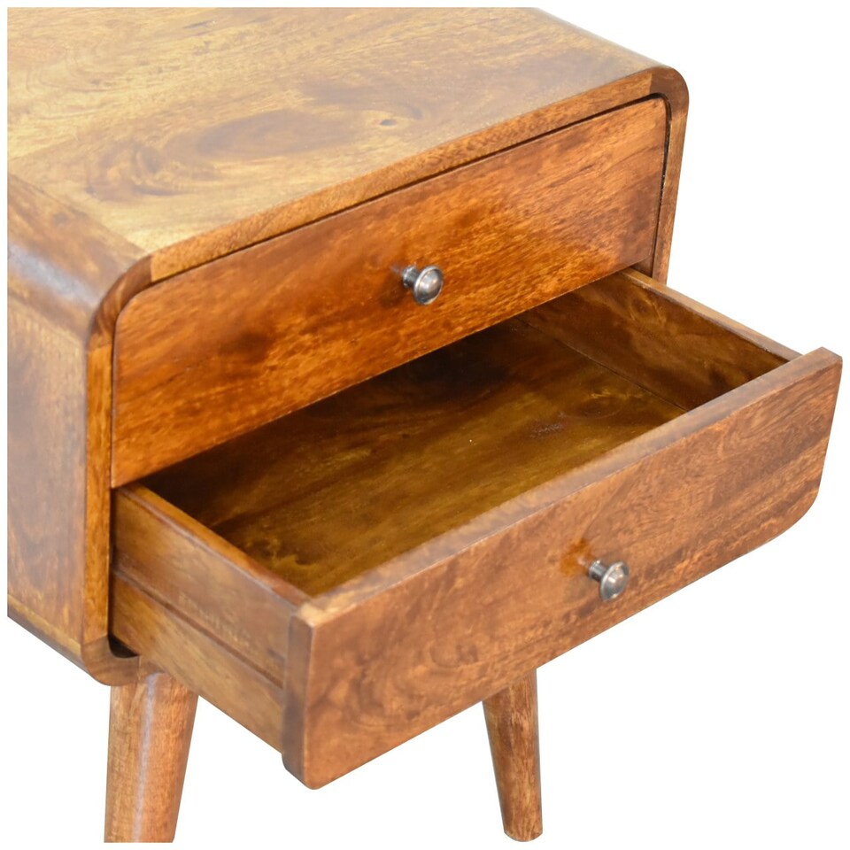 image 1 of Artisan Furniture Solid Wood Curved Chestnut Bedside