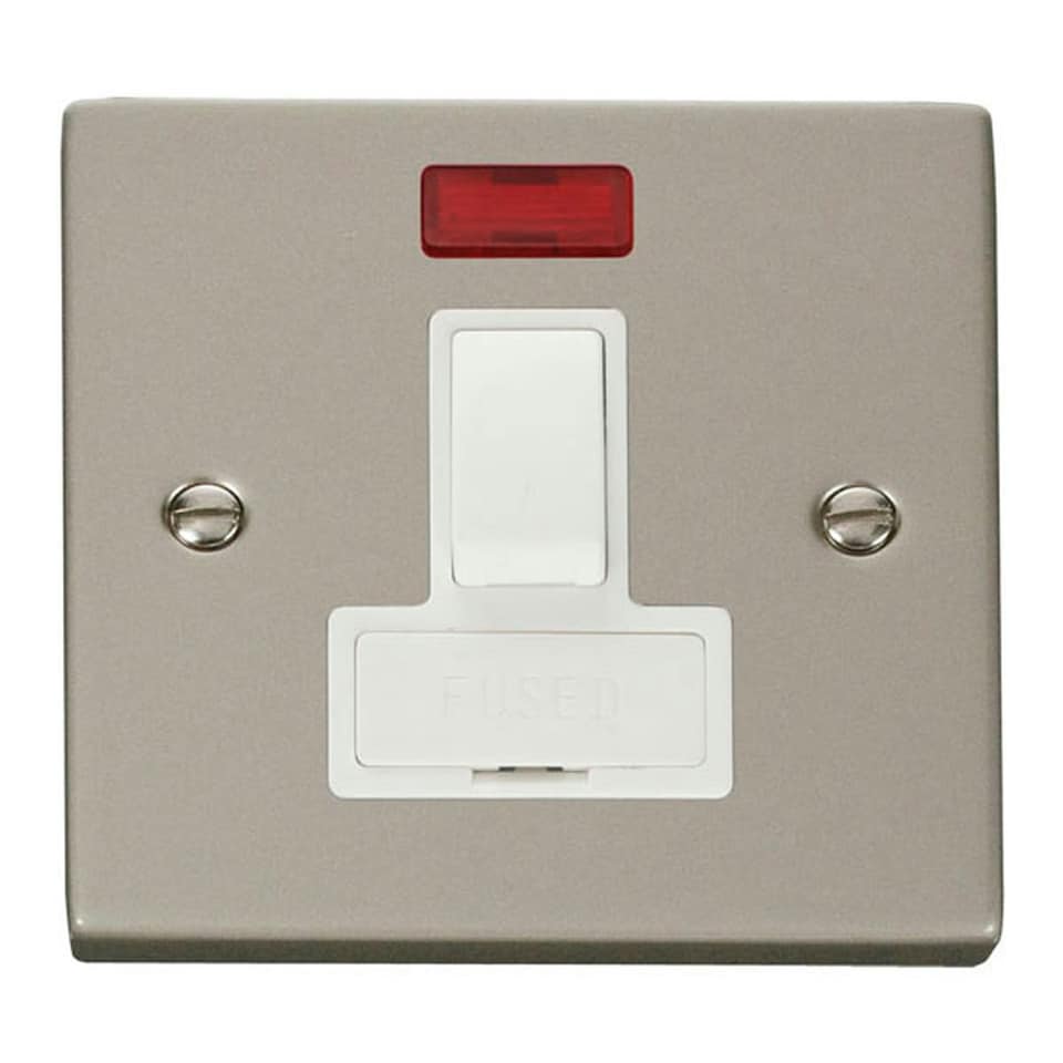 SE HOME Pearl Nickel 13A Fused Connection Unit Switched With Neon White | Pearl Nickel