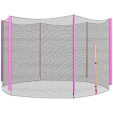 SPORTNOW 10ft Trampoline Net Replacement with 6 Plastic Pole Covers, Weather-Resistant Trampoline Netting Replacement with Zipped Entrance, Poles Not Included, Pink
