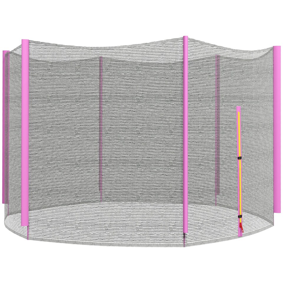 image 1 of SPORTNOW 10ft Trampoline Net Replacement with 6 Plastic Pole Covers, Weather-Resistant Trampoline Netting Replacement with Zipped Entrance, Poles Not Included, Pink
