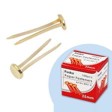 Pack of 100 Paper Fasteners 19mm - Butterfly Clips