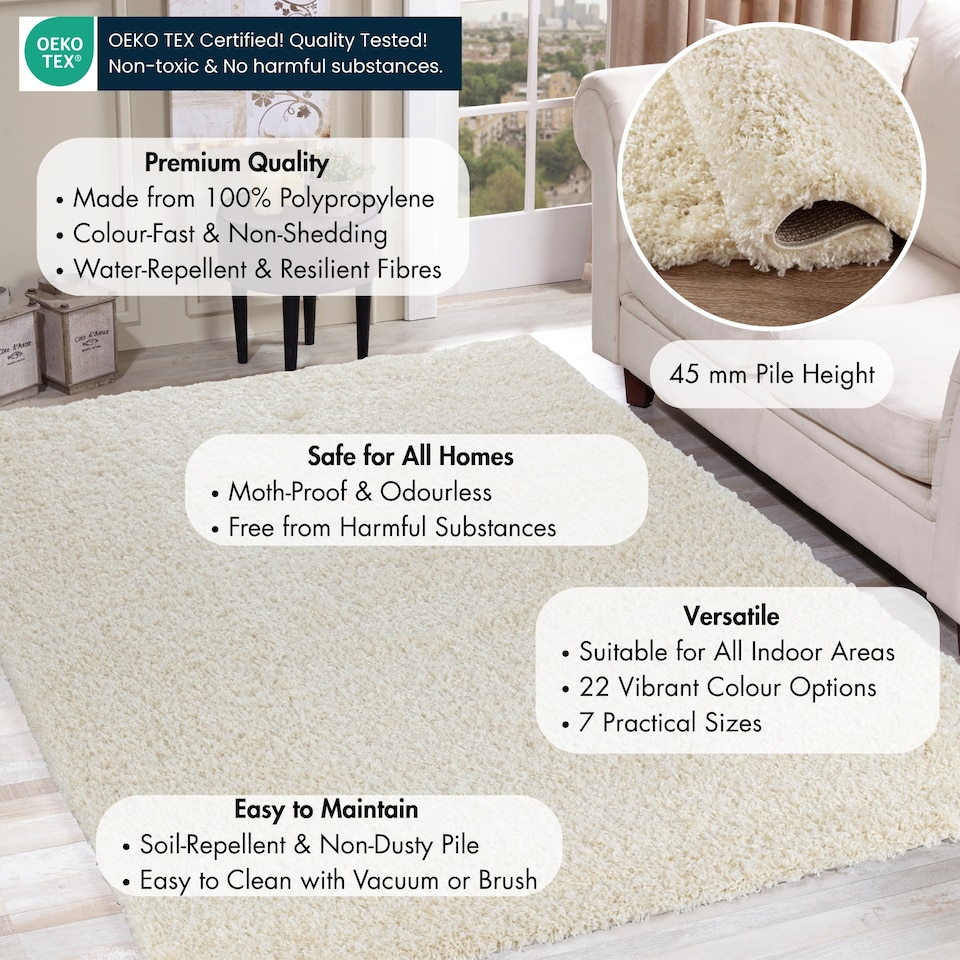 image 1 of Desire Rugs Plain Living Room Fluffy Shaggy Area Rugs