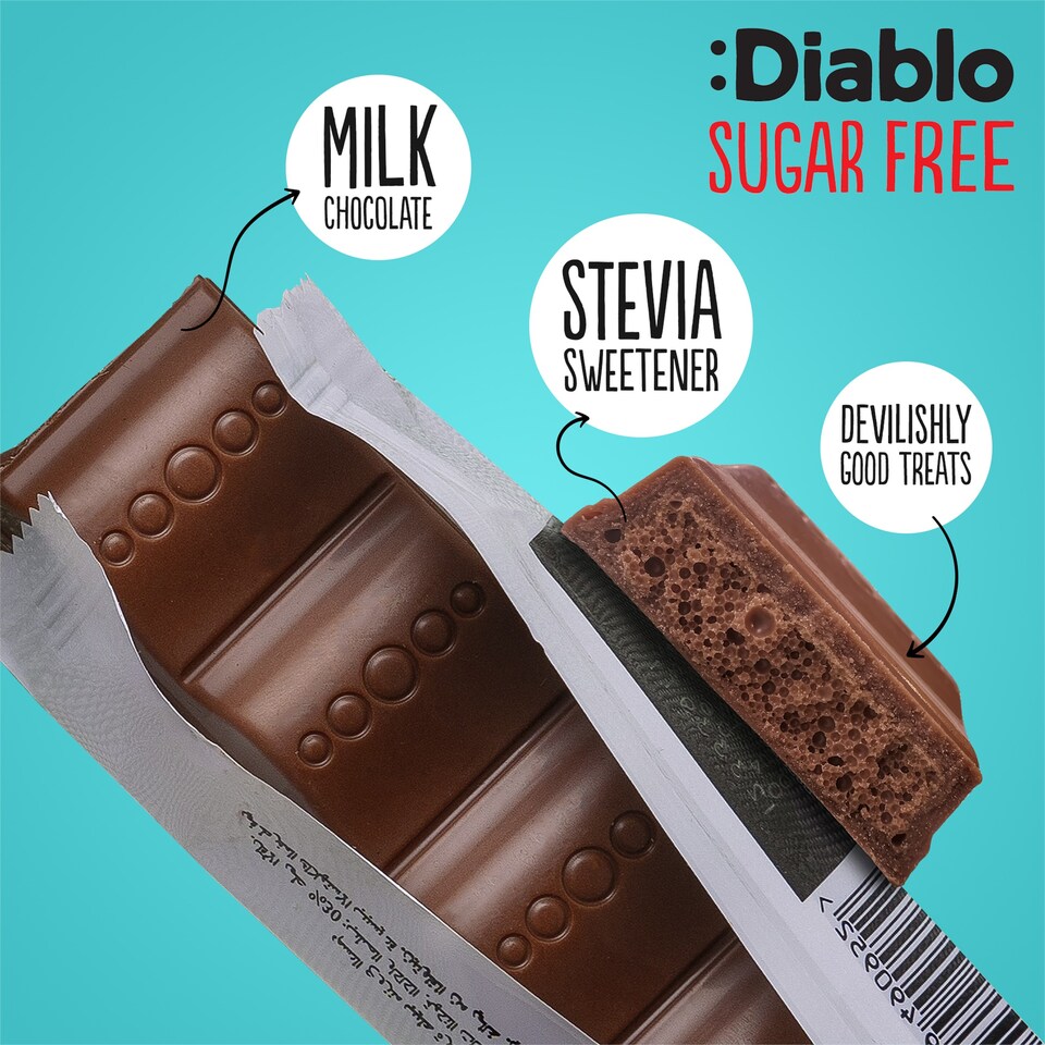 image 1 of Diablo No Added Sugar Milk Chocolate Bubble Bar 30g 6 Pack