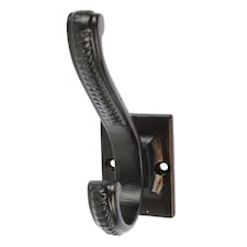 Hammer & Tongs Square Back Scroll Hat & Coat Hook - W35mm x H100mm - Black
