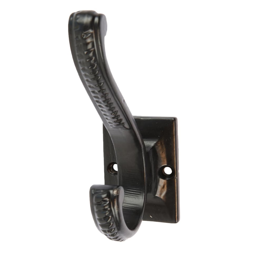 image 1 of Hammer & Tongs Square Back Scroll Hat & Coat Hook - W35mm x H100mm - Black