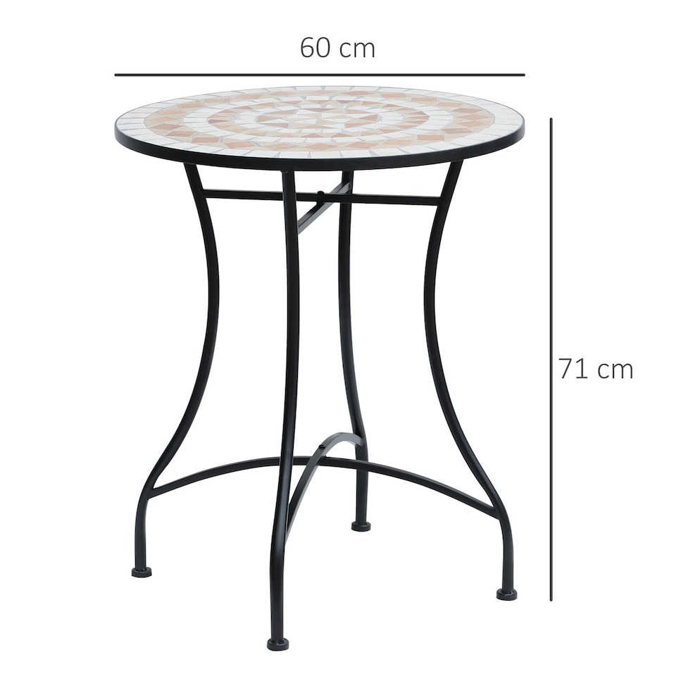 image 1 of Outsunny Mosaic Table Round Ceramic Bistro Garden Furniture Side Bar Table Patio