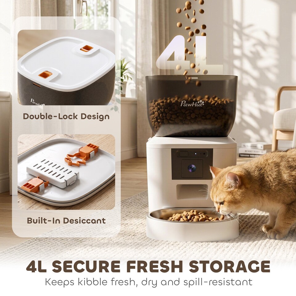 image 1 of PawHut Automatic 4L Cat Feeder with Camera, 2.4G WiFi, Smart APP Control