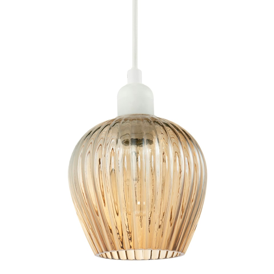 image 1 of Modern Gold Easy Fit Pendant Lighting Shade with Ridged Fluted Lines Gold