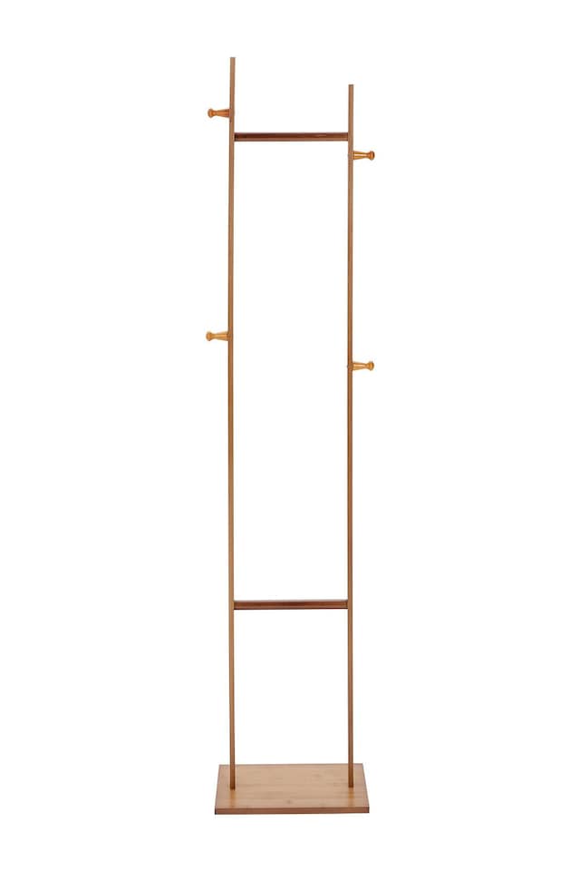 image 1 of Living and Home Wooden Slim Clothing Rack with Hooks | Multi