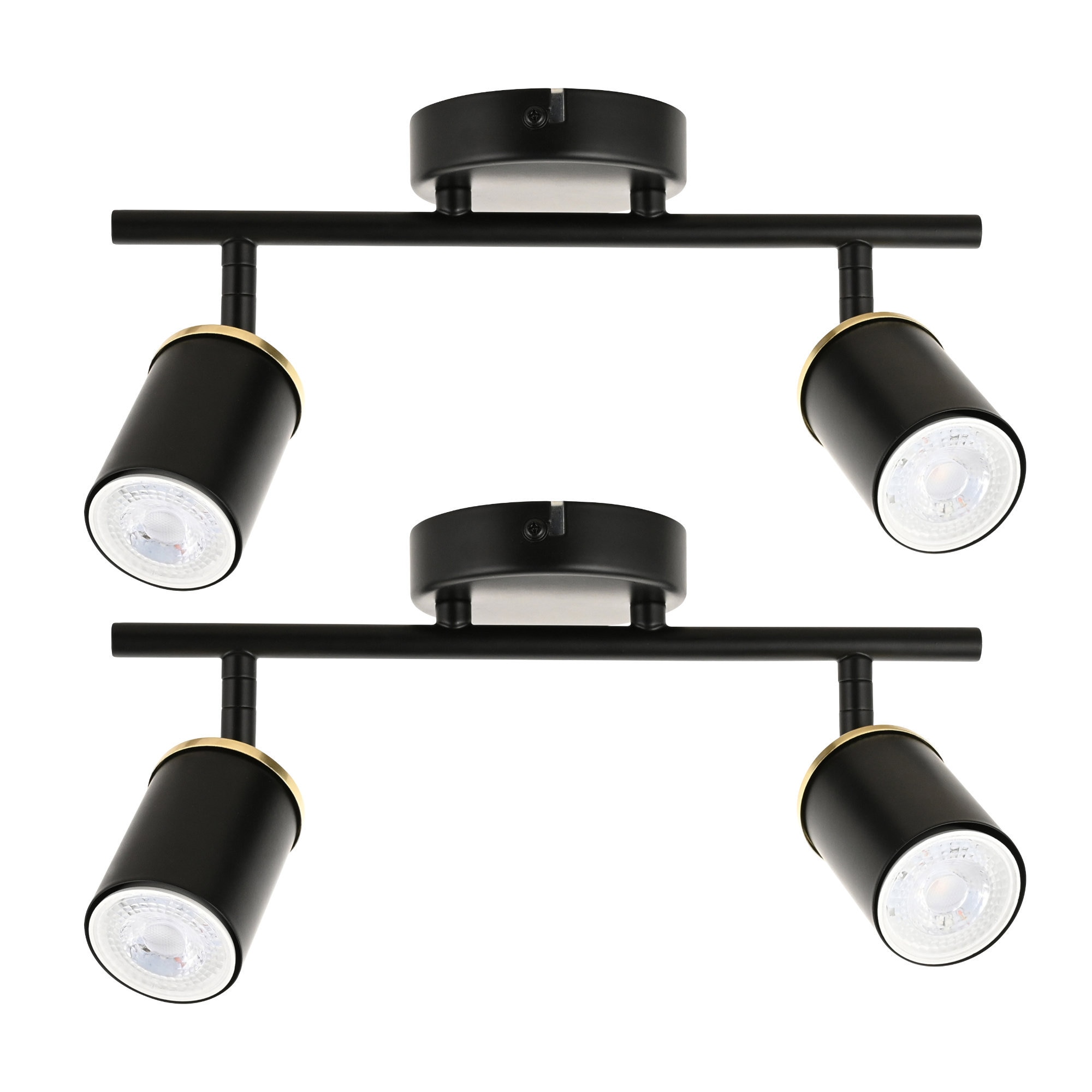 First Choice Lighting Set of 2 Larbert - Black 2 Way Adjustable Spotlight Fittings