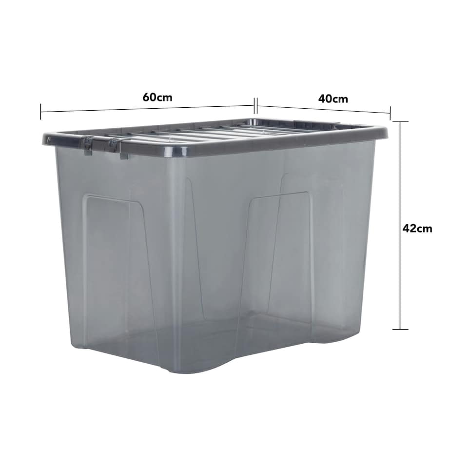 image 1 of Wham Crystal 5 x 80L Stackable Plastic Storage Boxes with Lids Black