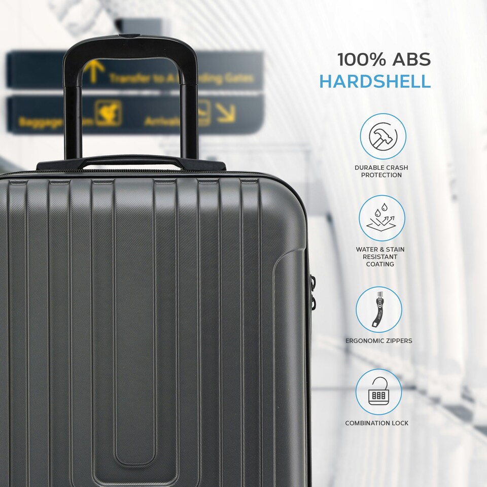 image 1 of Flight Knight Premium Hard Shell Lightweight Cabin Suitcase - 8 Wheels - TSA Lock & USB Port - 100 Airlines Approved Including Ryanair Priority - 55x40x20cm Pink | Rose Gold | Cabin Bag