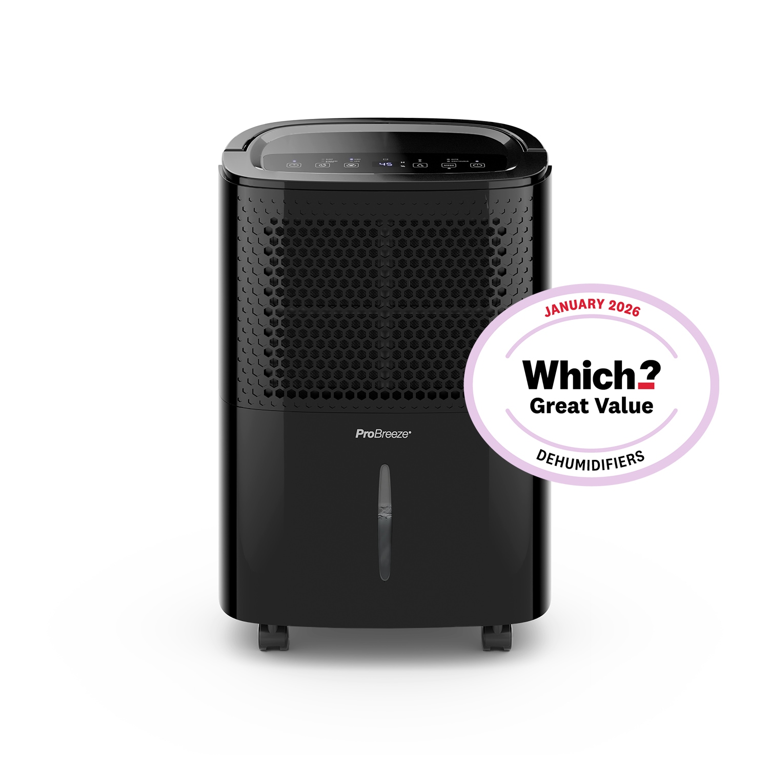 Pro Breeze 12L Low Energy Dehumidifier with Built-in Humidistat - Black