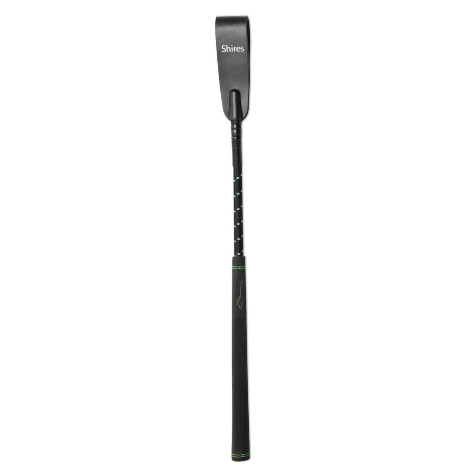 image 1 of Shires Topaz Leather Horse Jumping Whip - Green - 17in