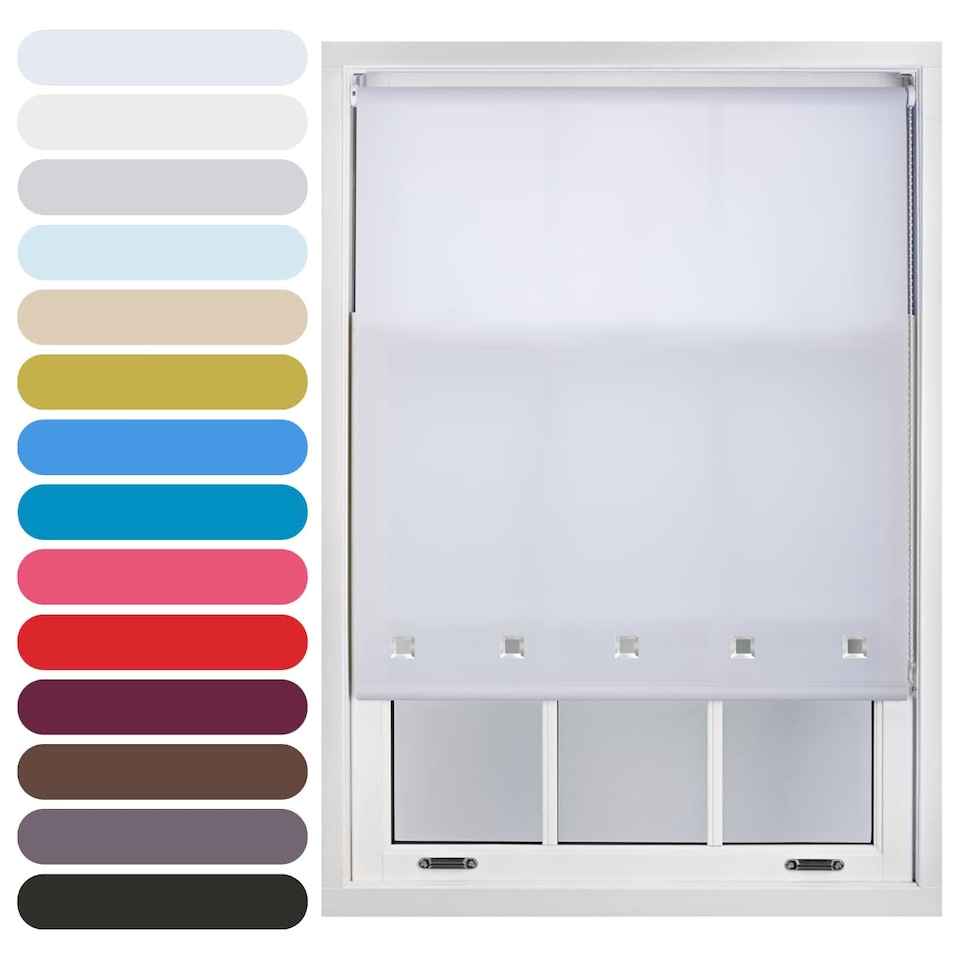image 1 of FURNISHED Roller Blinds Daylight Square Eyelet Light Filtering Easy Fit Trimmable Window Shade | White | White