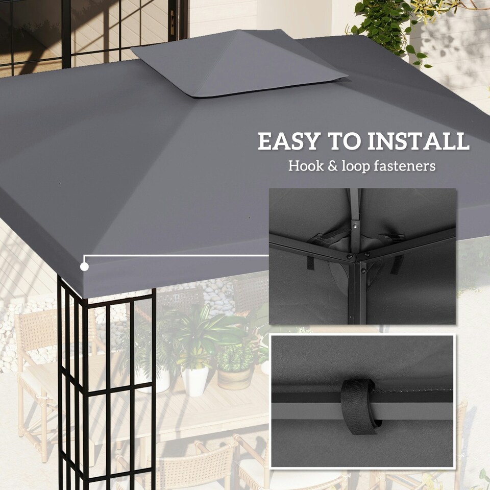 image 1 of Outsunny 3m 2 Tier Garden Gazebo Top Cover Replacement Canopy Roof
