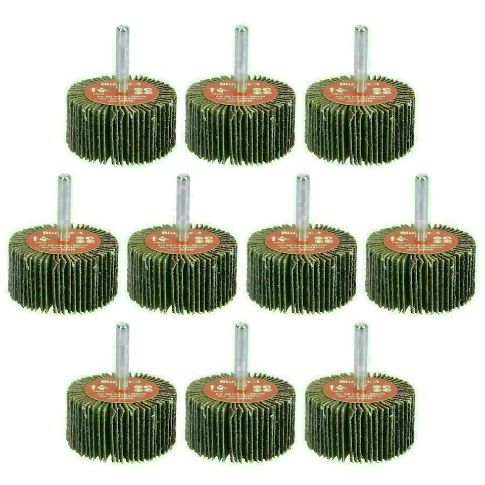 image 1 of 60 Grit 50mm Flap Wheel Disc Abrasive Sanding Pads For Drills 6mm Shank 20pc