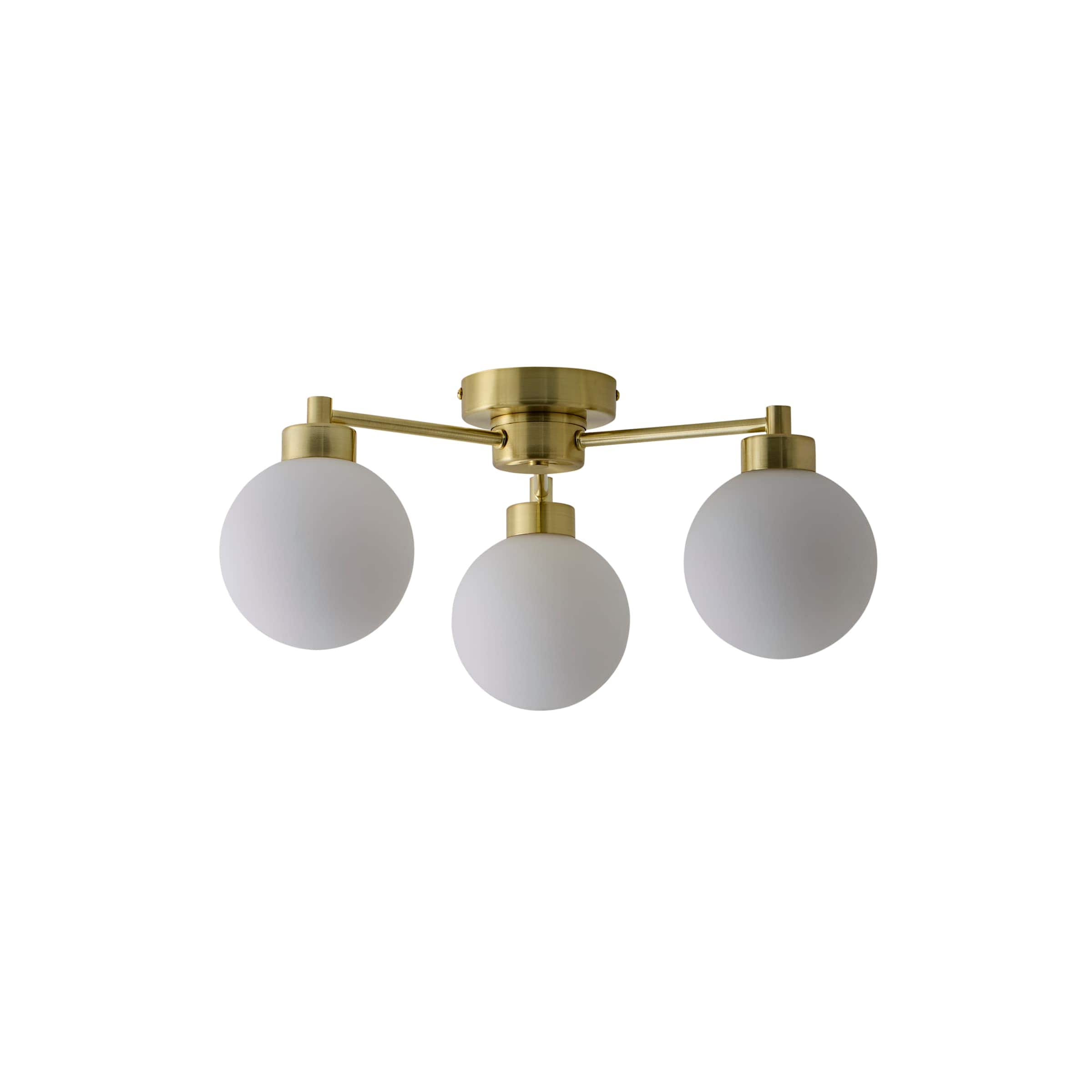 ValueLights Jonah 3 Arm Globe Ball Shade Flush Ceiling Light in Gold