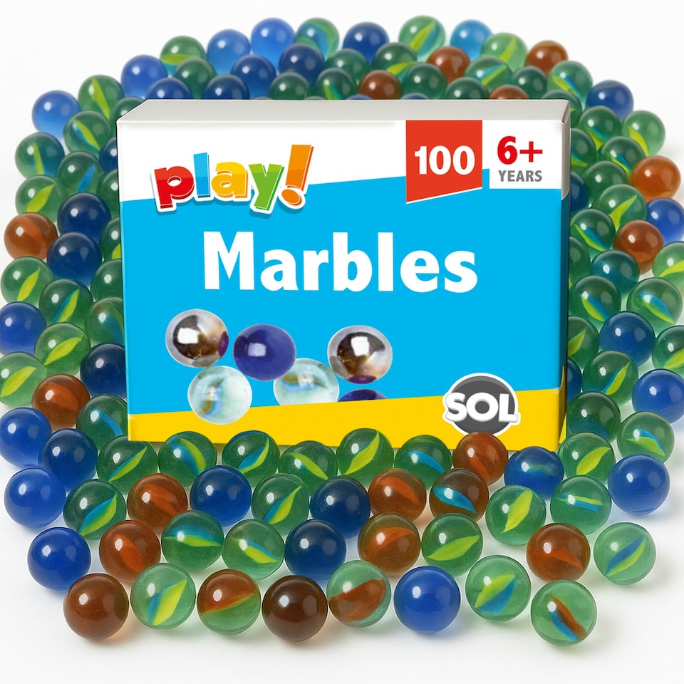 image 1 of SOL 100pk Marbles for Kids, Traditional Glass Marbles in Assorted Colours