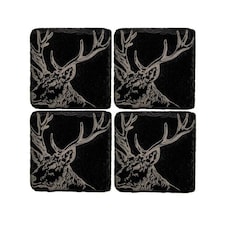 The Just Slate Company Set of 4 Stag Slate Coasters