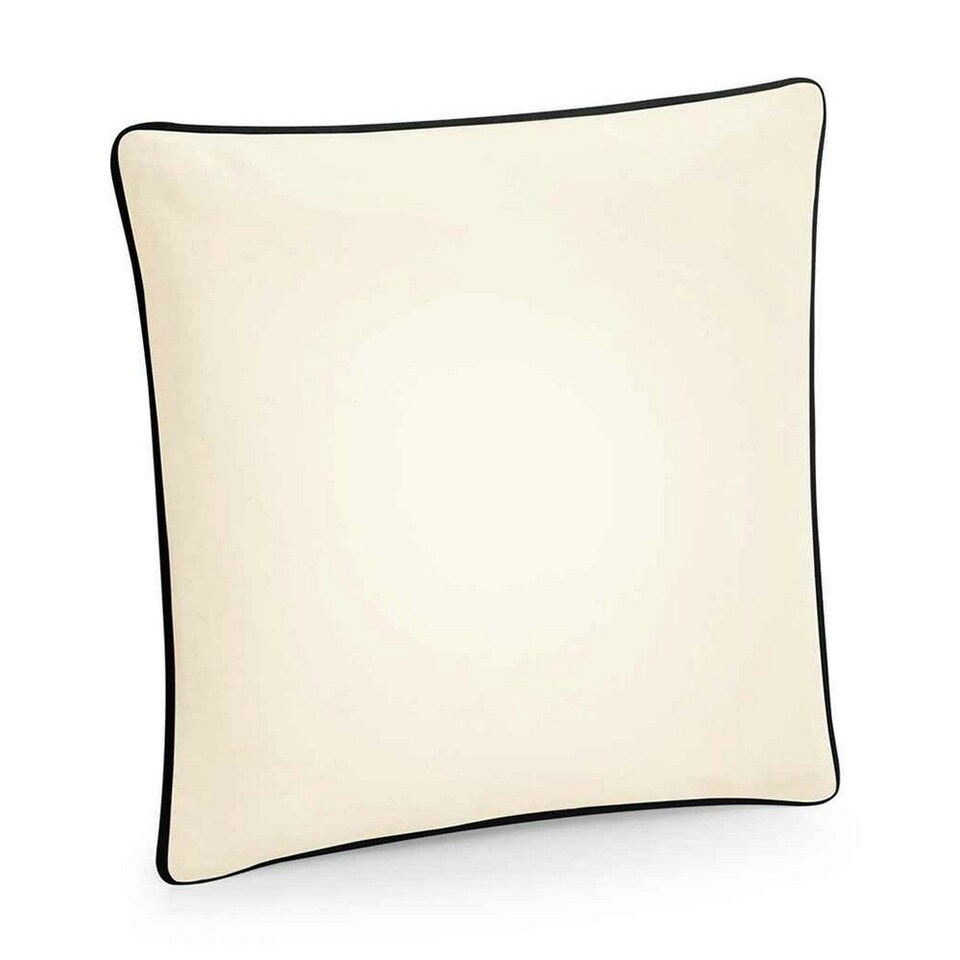 image 1 of Westford Mill Fairtrade Piped Cushion Cover - Natural/Black - One Size