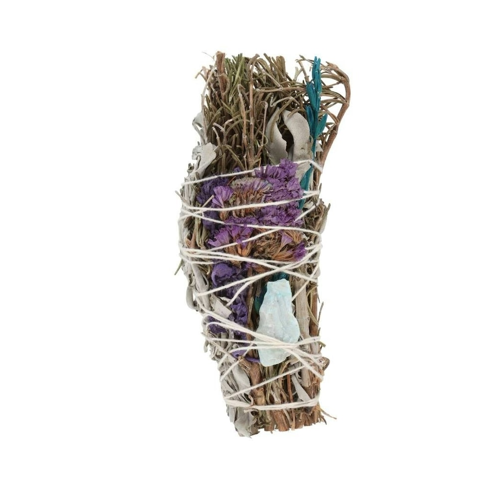 image 1 of Something Different Ritual White Sage and Lavender Aventurine Smudge Stick Wand - Brown/Violet/White - One Size