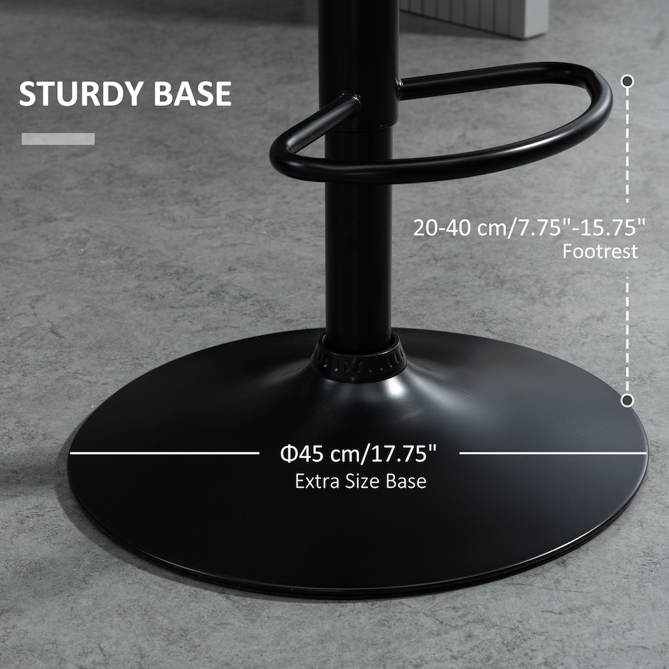 image 1 of HOMCOM Bar Stools Set Of 2, Luxurious Velvet-Touch Barstools with Metal Frame Footrest Round Base Triangle Indenting Moulded Seat Adjustable Height Swivel Blue