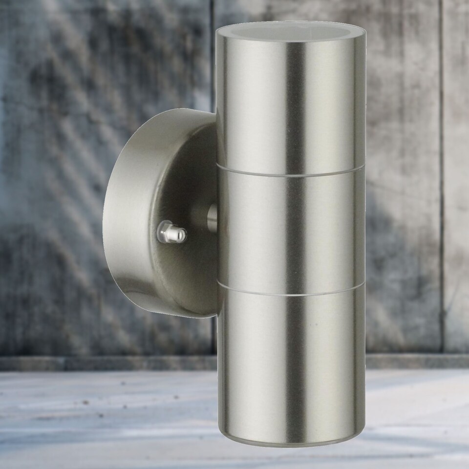 image 1 of Set of 2 Blaze - Stainless Steel Outdoor Up Down Wall Lights | Grey | Clear | 2