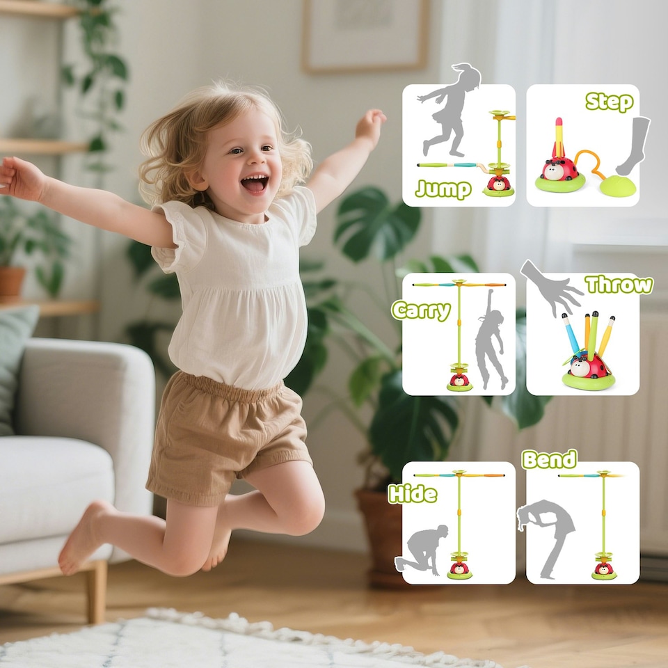 image 1 of 5 in 1 Kids Sports Activity Game Set Jump Challenge Aerobie Toss Ring Obstacle Game